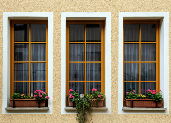 Coloured windows with glazing bars