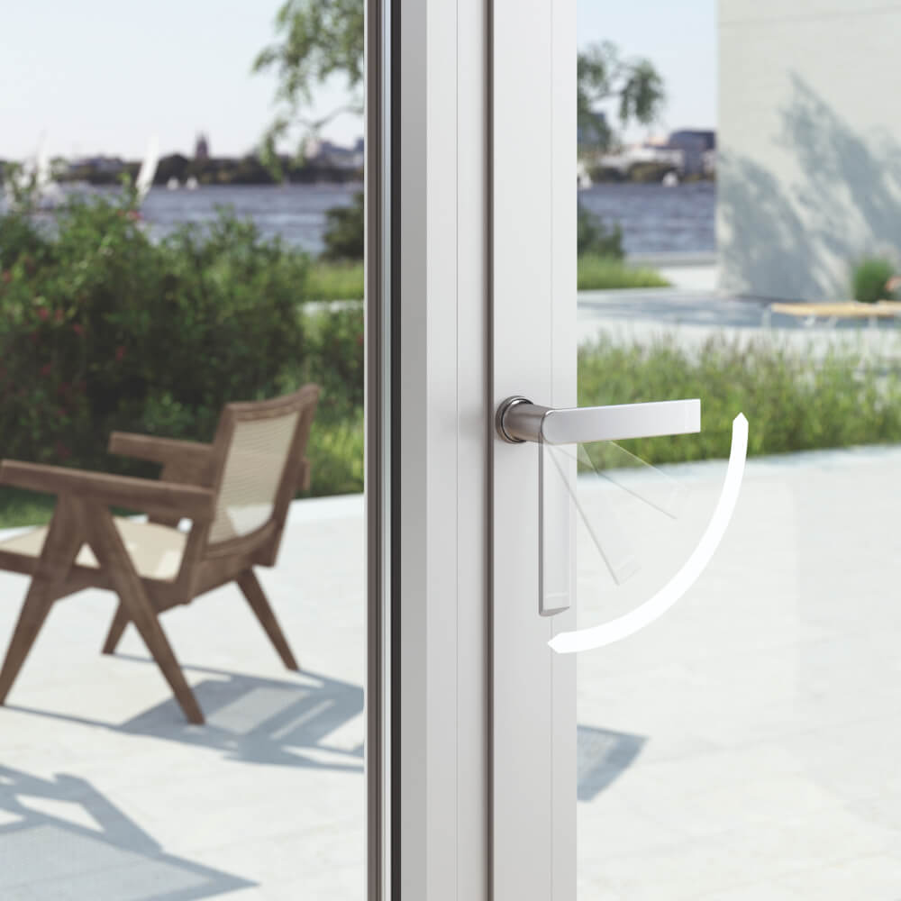 Aluminium french door with turning handle