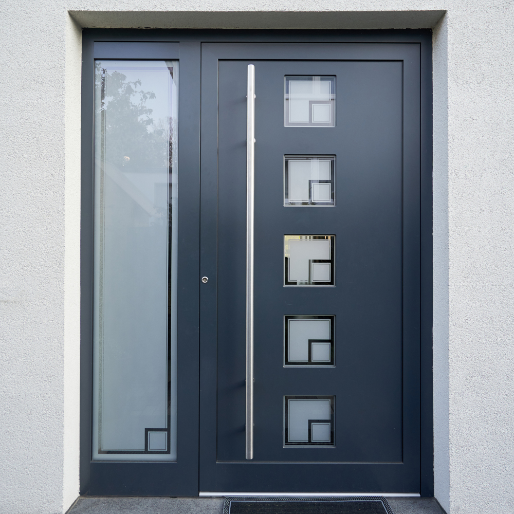 Front door with decorative glass