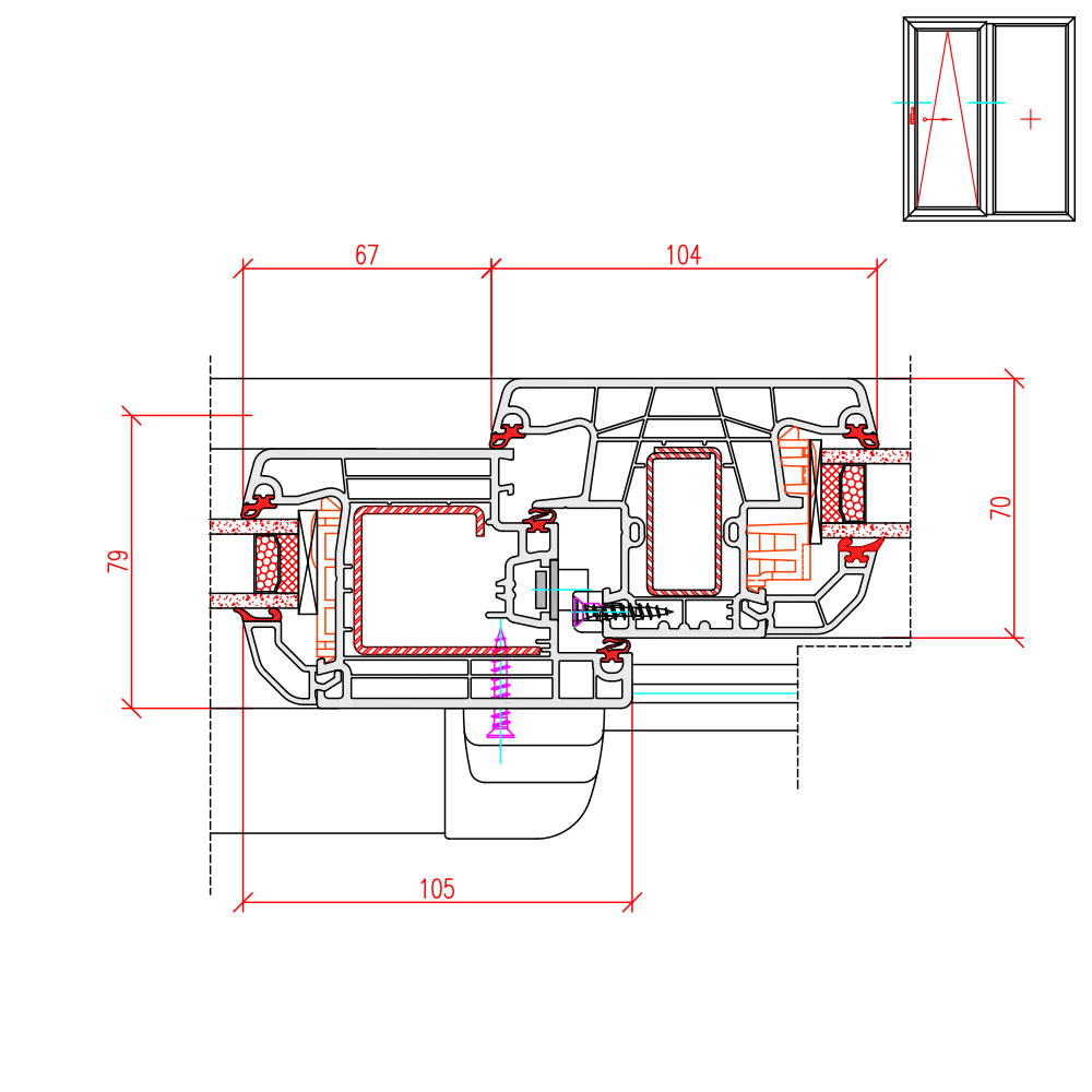 IDEAL 4000 - detail of central mullion