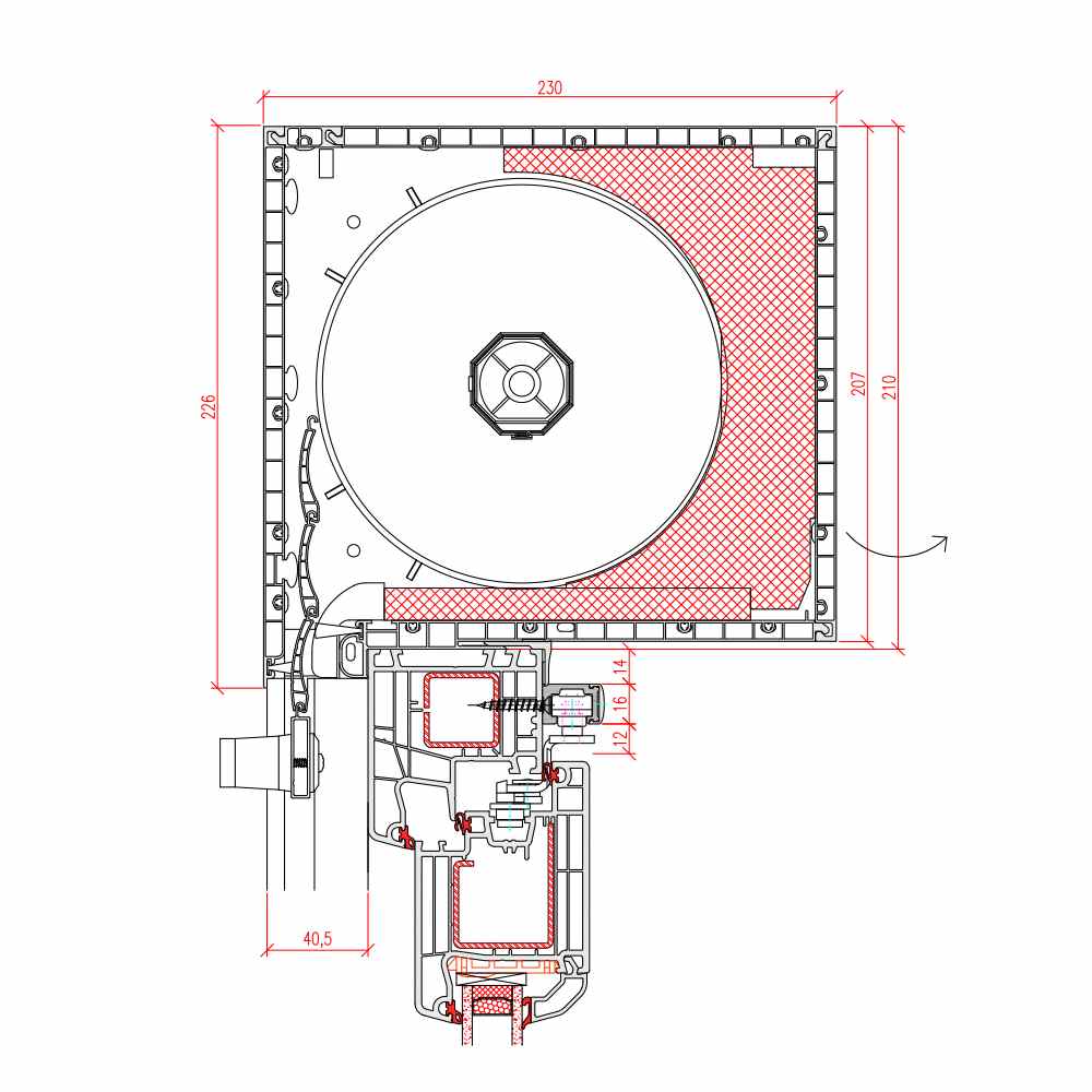 IDEAL 4000 - with a top-mounted roller shutter with a 210 mm box height