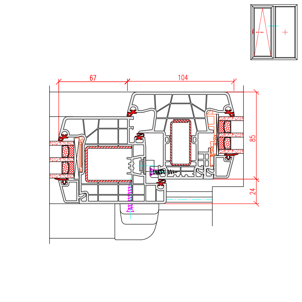  IDEAL 8000 - detail of central mullion 