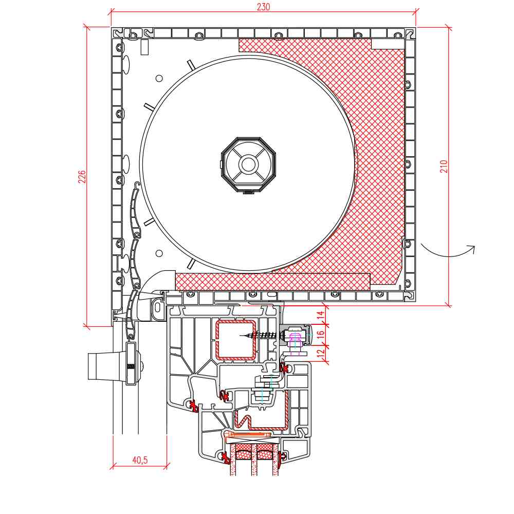 IDEAL 8000 - with a top-mounted roller shutter with a 210 mm box height