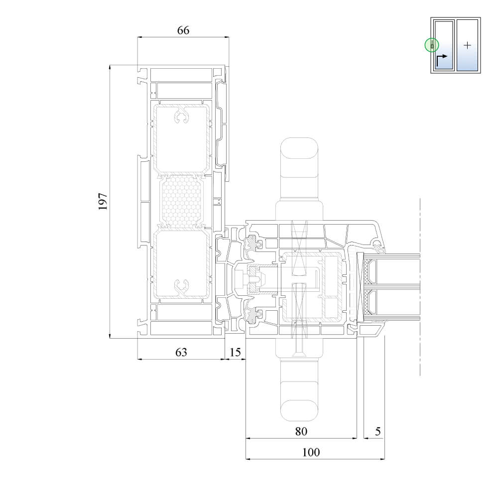 IDEAL Premium - left side detail of sliding sash