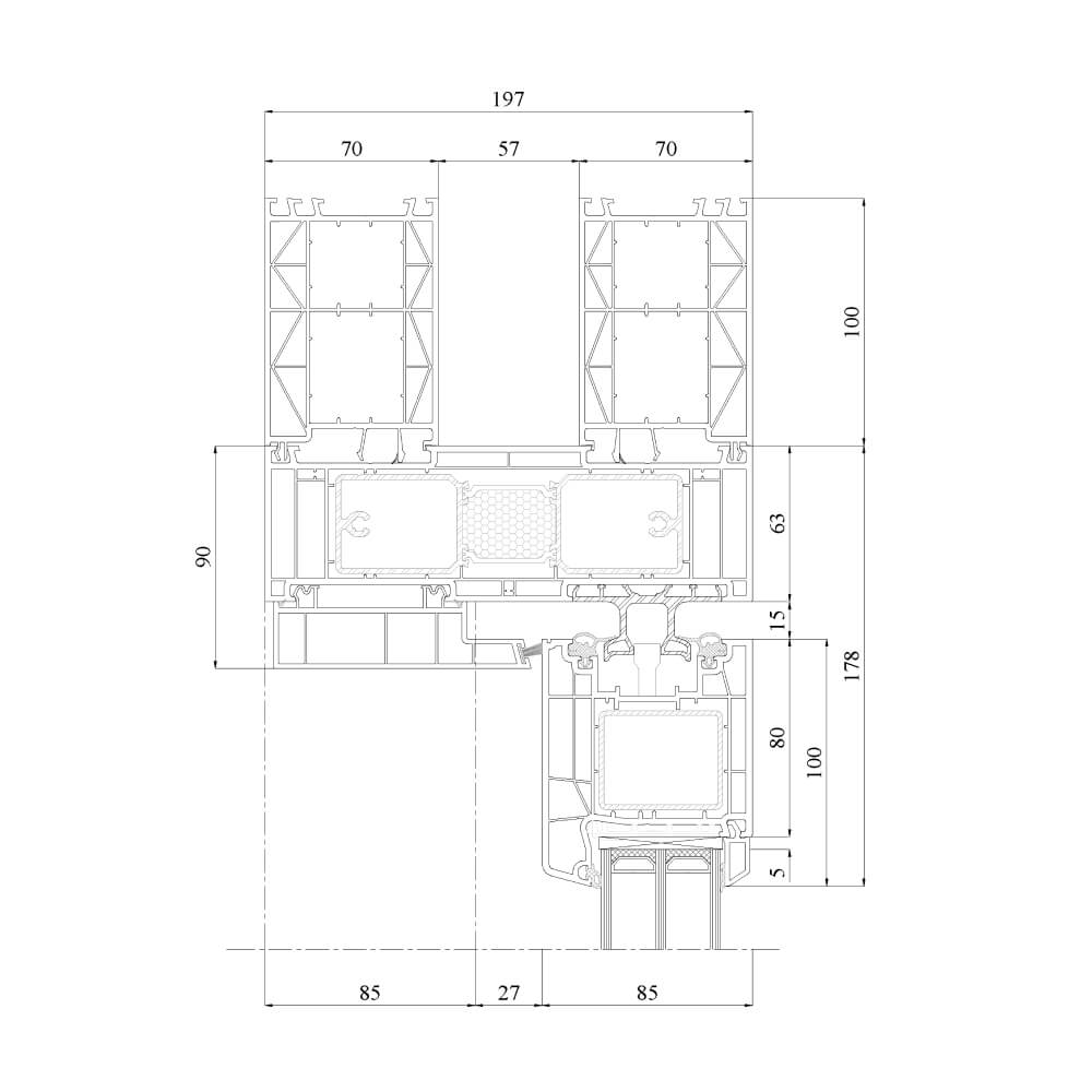 IDEAL Premium lift and slide door upper frame with a 100 mm frame extension 