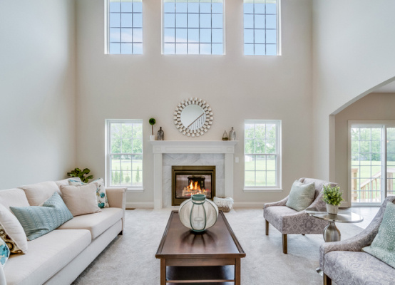 Large living room clerestory windows