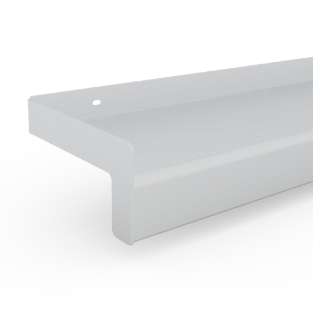 Exterior window sill in silver with end caps for brick