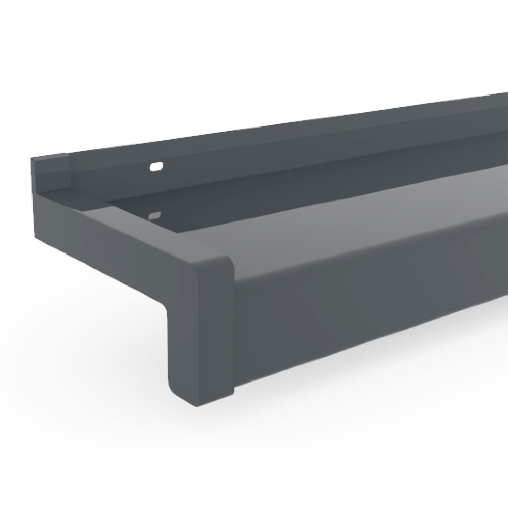 Exterior window sill in anthracite with sloping end caps