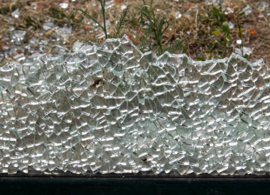 Broken toughened safety glass