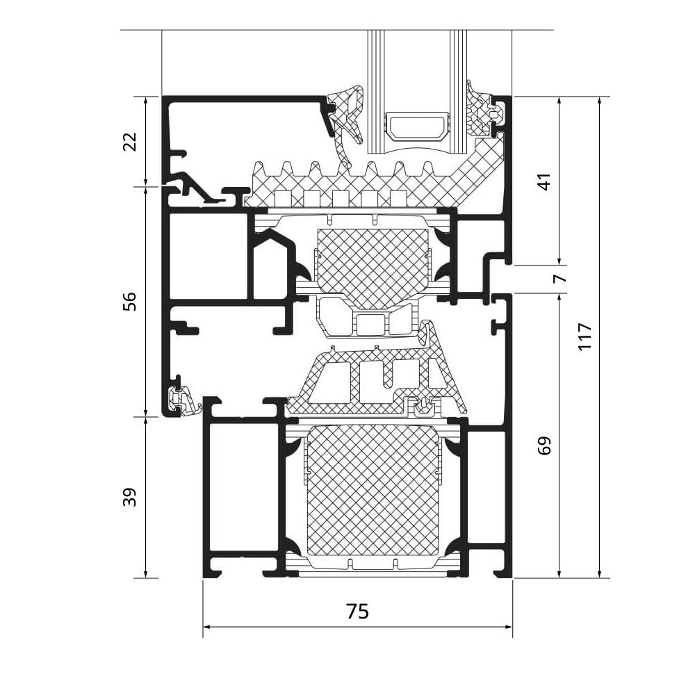 Schüco AWS 75.SI+ detail drawing