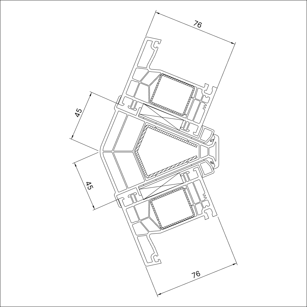 Kömmerling 76 AD 135° exterior corner coupling