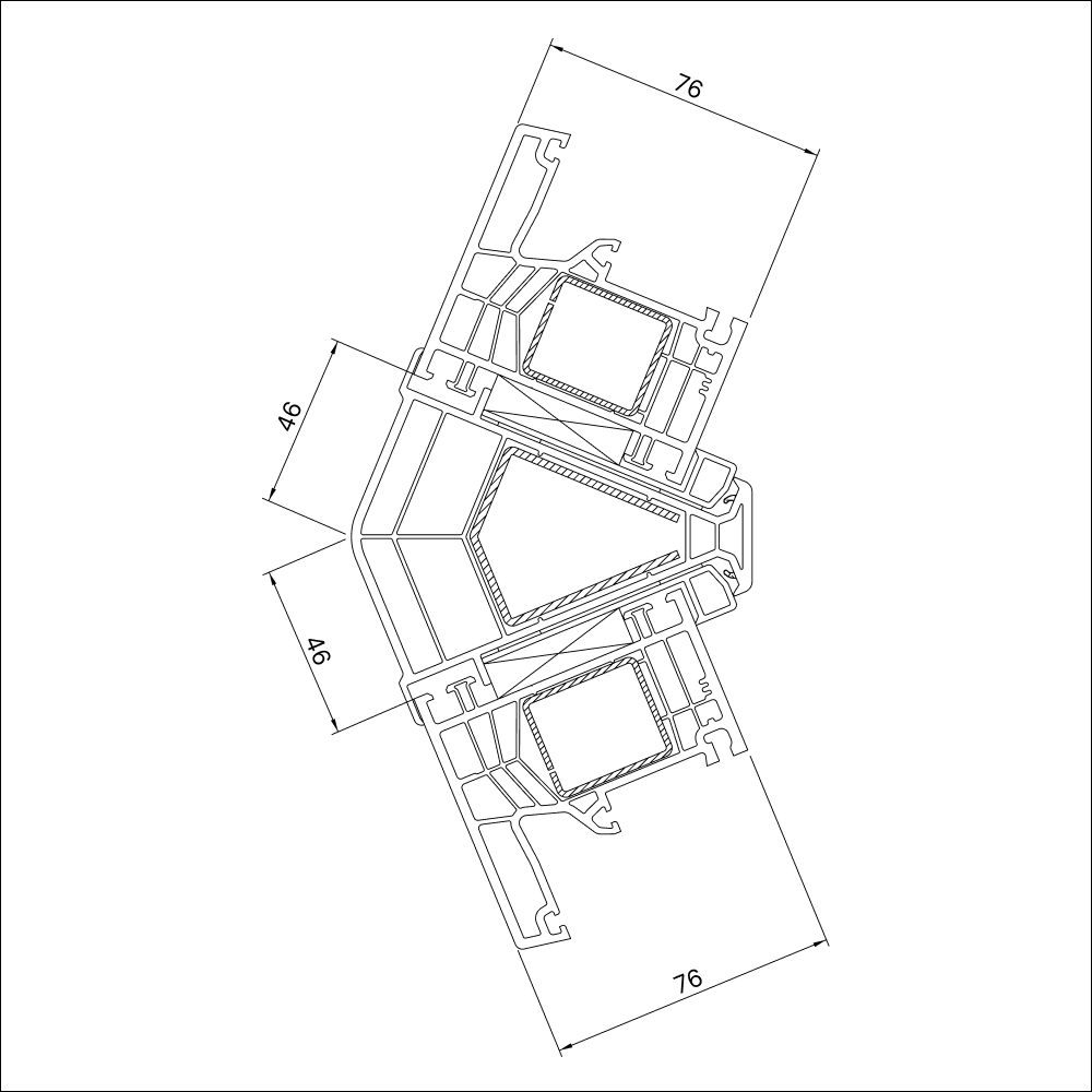 Kömmerling 76 MD 135° exterior corner coupling