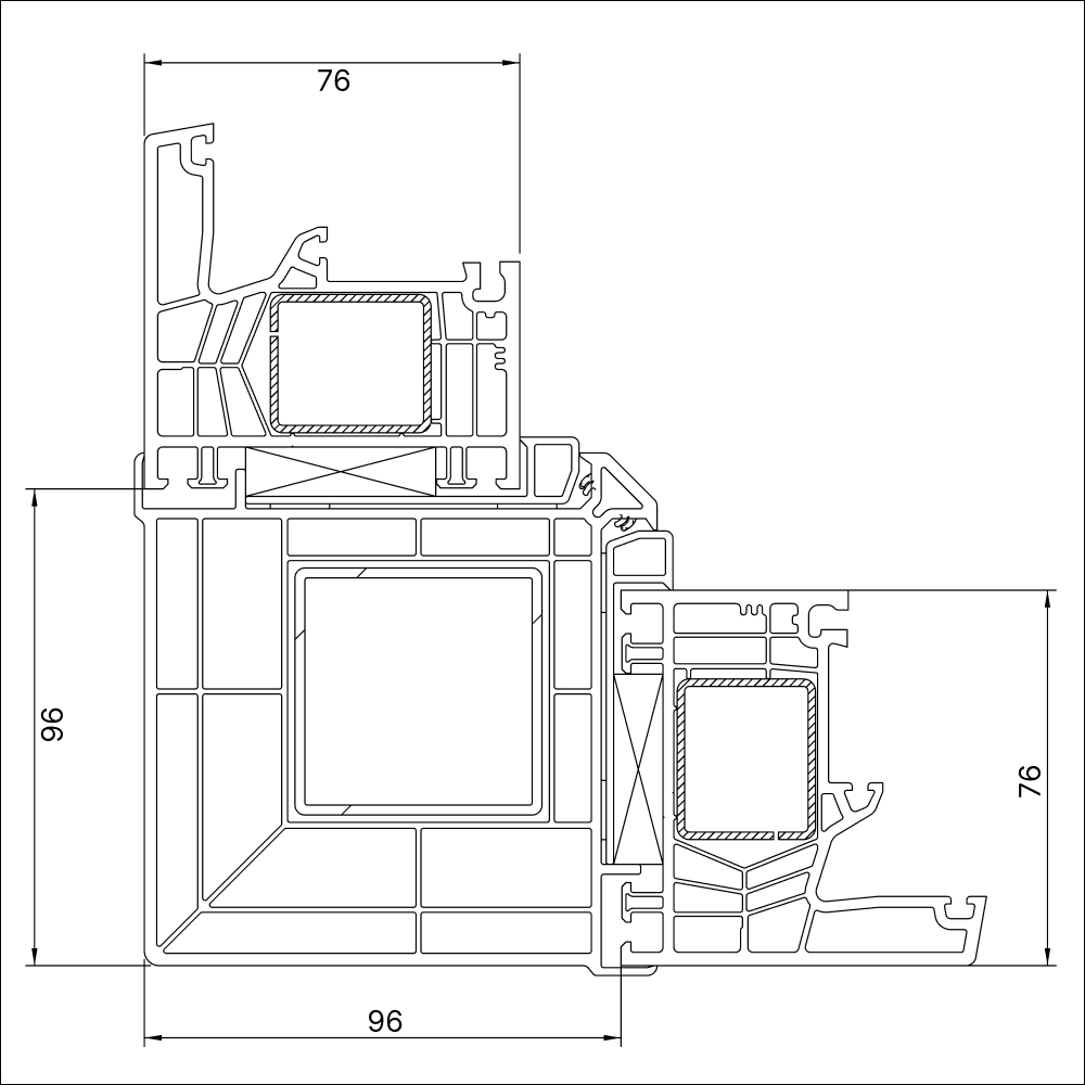 Kömmerling 76 MD 90° exterior corner coupling