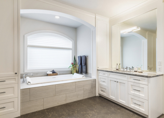 Arched bathroom windows